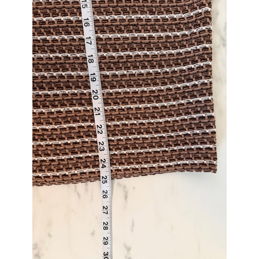 Ming Wang Women Brown Striped Knit Pencil Skirt Size Large Textured Midi Elastic - Picture 8 of 9